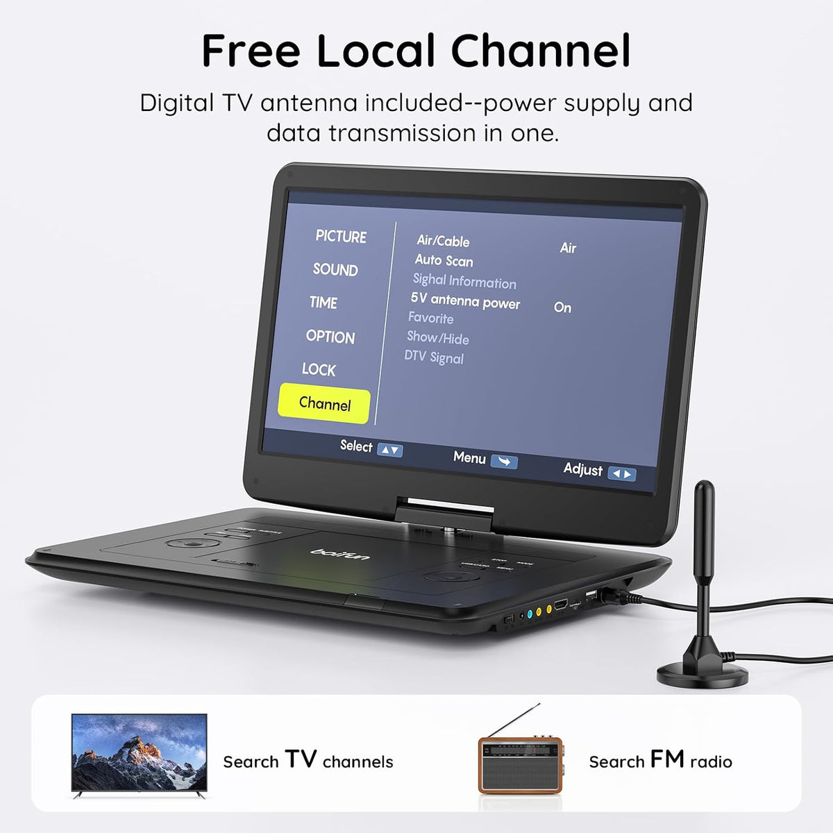 15.6-inch Portable DVD Player with ATSC TV & FM Radio product feature 3