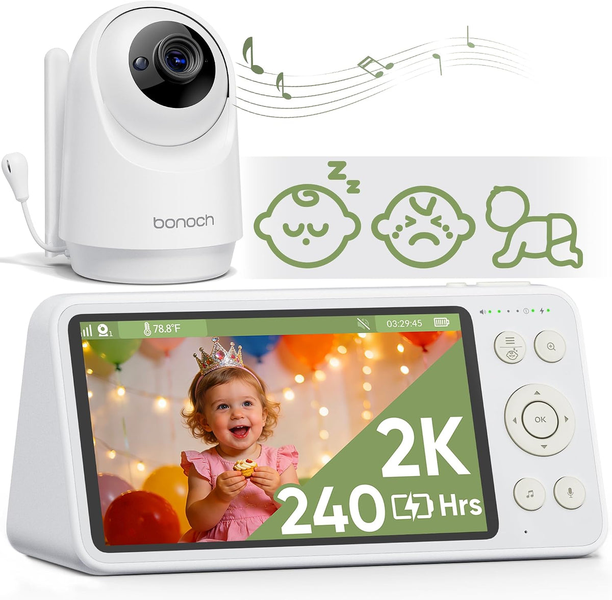 Video baby monitor with camera and two-way audio — view 1