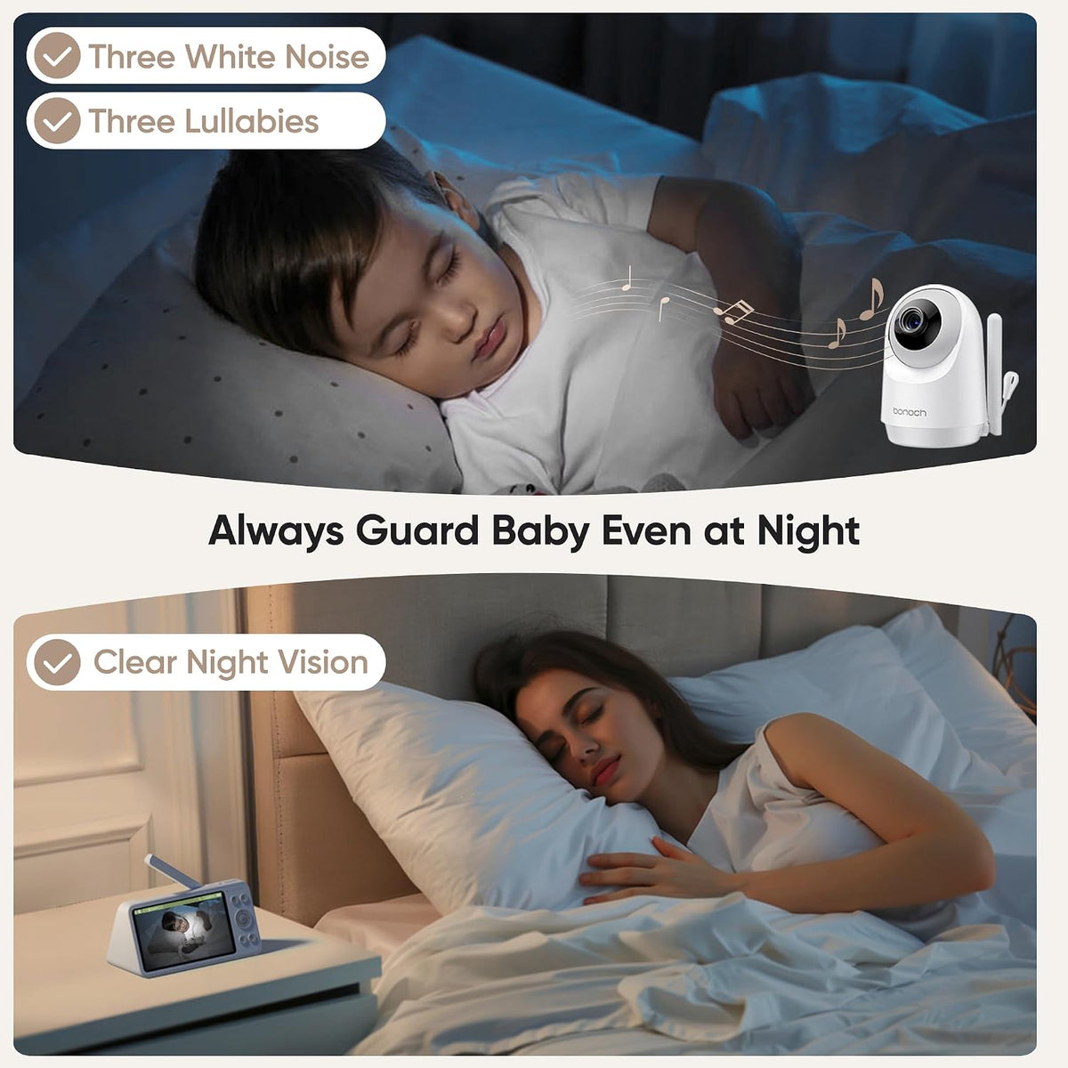 Video baby monitor with camera and two-way audio — view 7