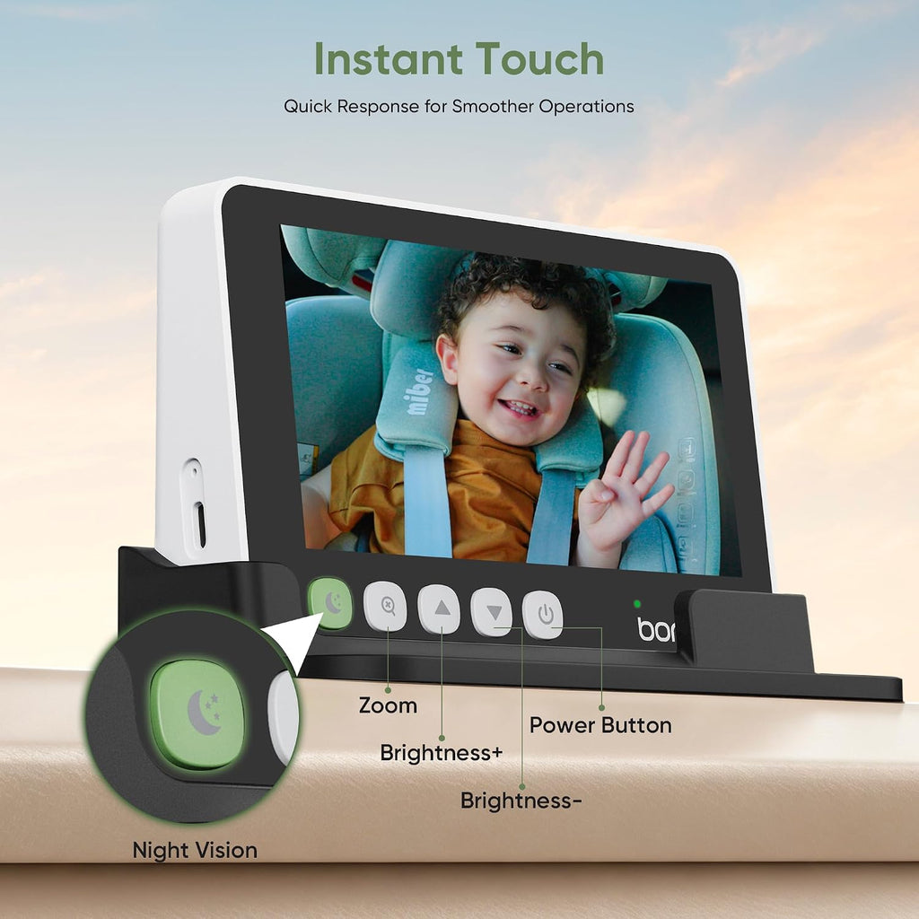 Rotating baby car mirror camera and rear-facing back seat monitor — view 8