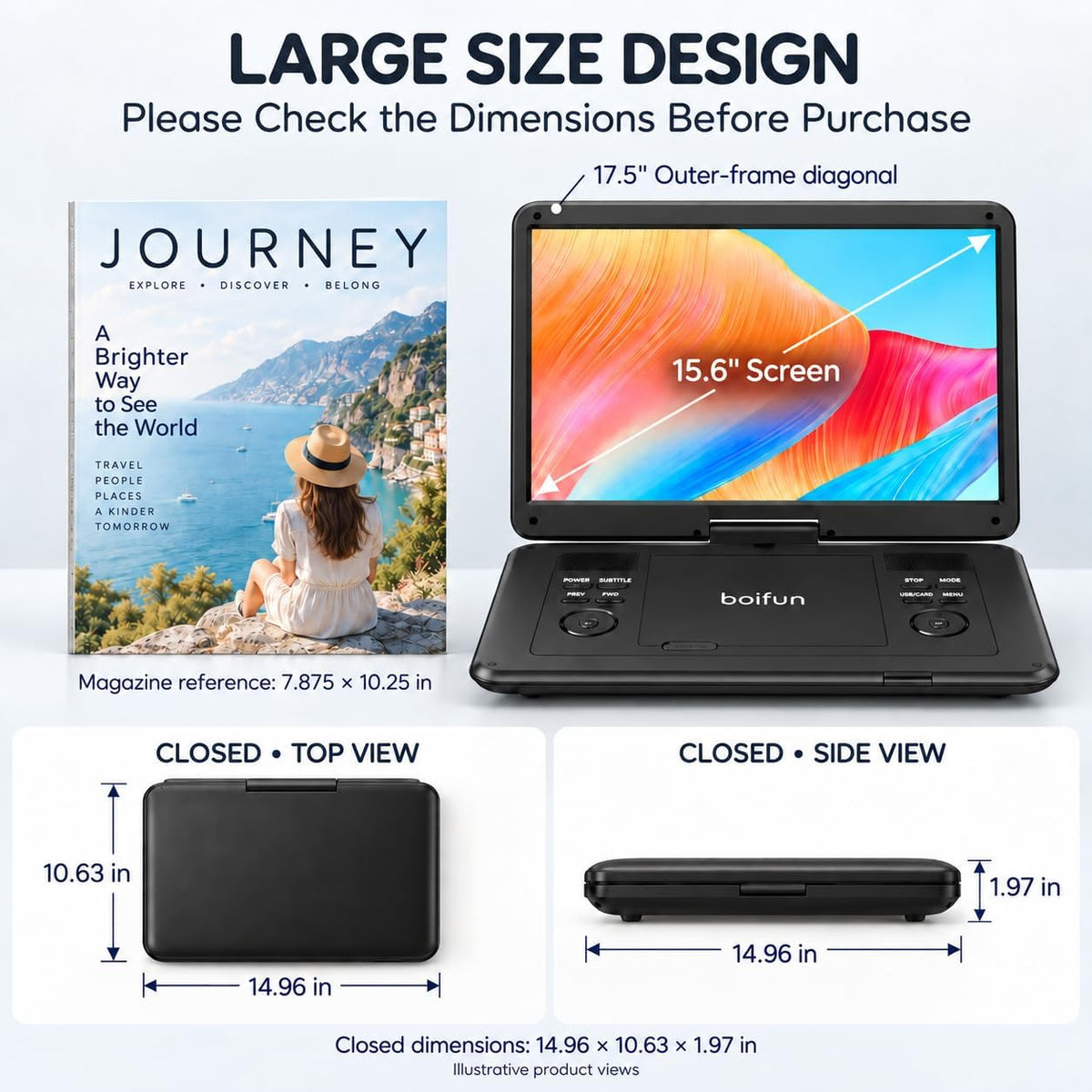 15.6-inch Portable DVD Player with ATSC TV & FM Radio product feature 1