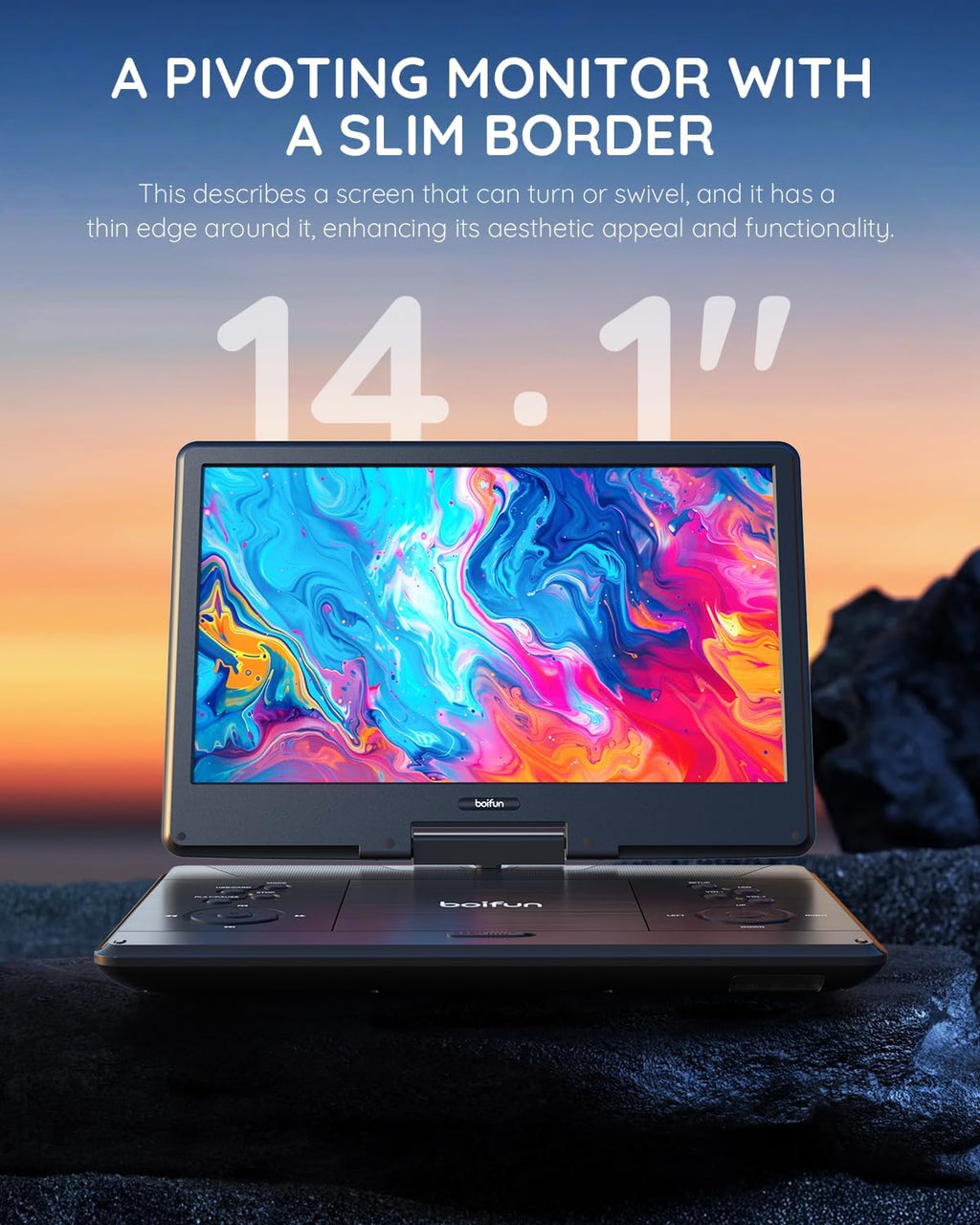 15.7-inch Portable DVD Player with 14.1-inch HD Screen and HDMI Input product feature 1
