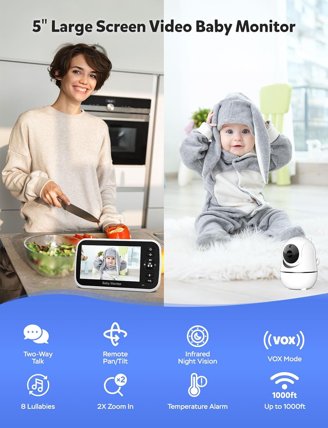 GoodBaby monitor remote pan tilt and zoom features