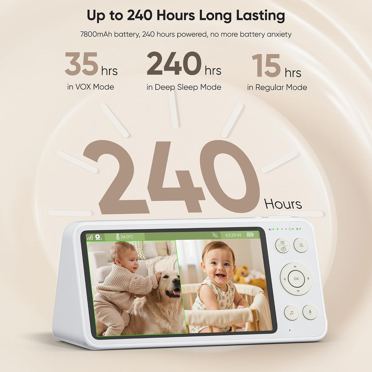 Video baby monitor with camera and two-way audio — view 3
