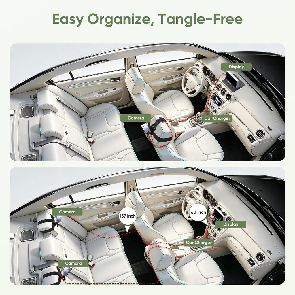 Rotating baby car mirror camera and rear-facing back seat monitor — view 6
