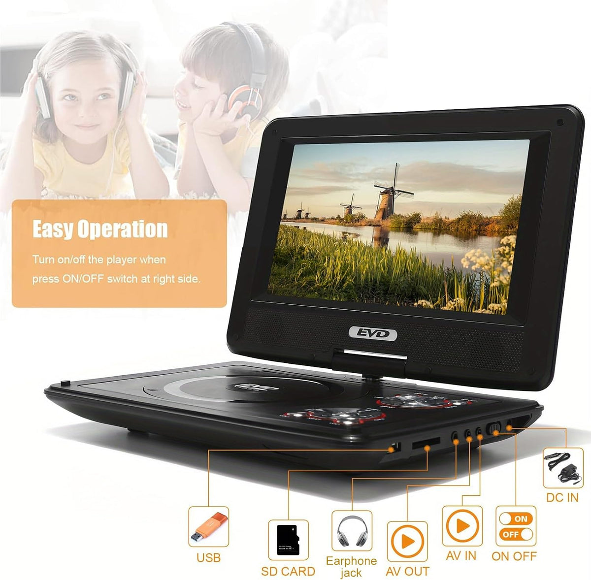 SQQBZZ compact black portable DVD player product image 3
