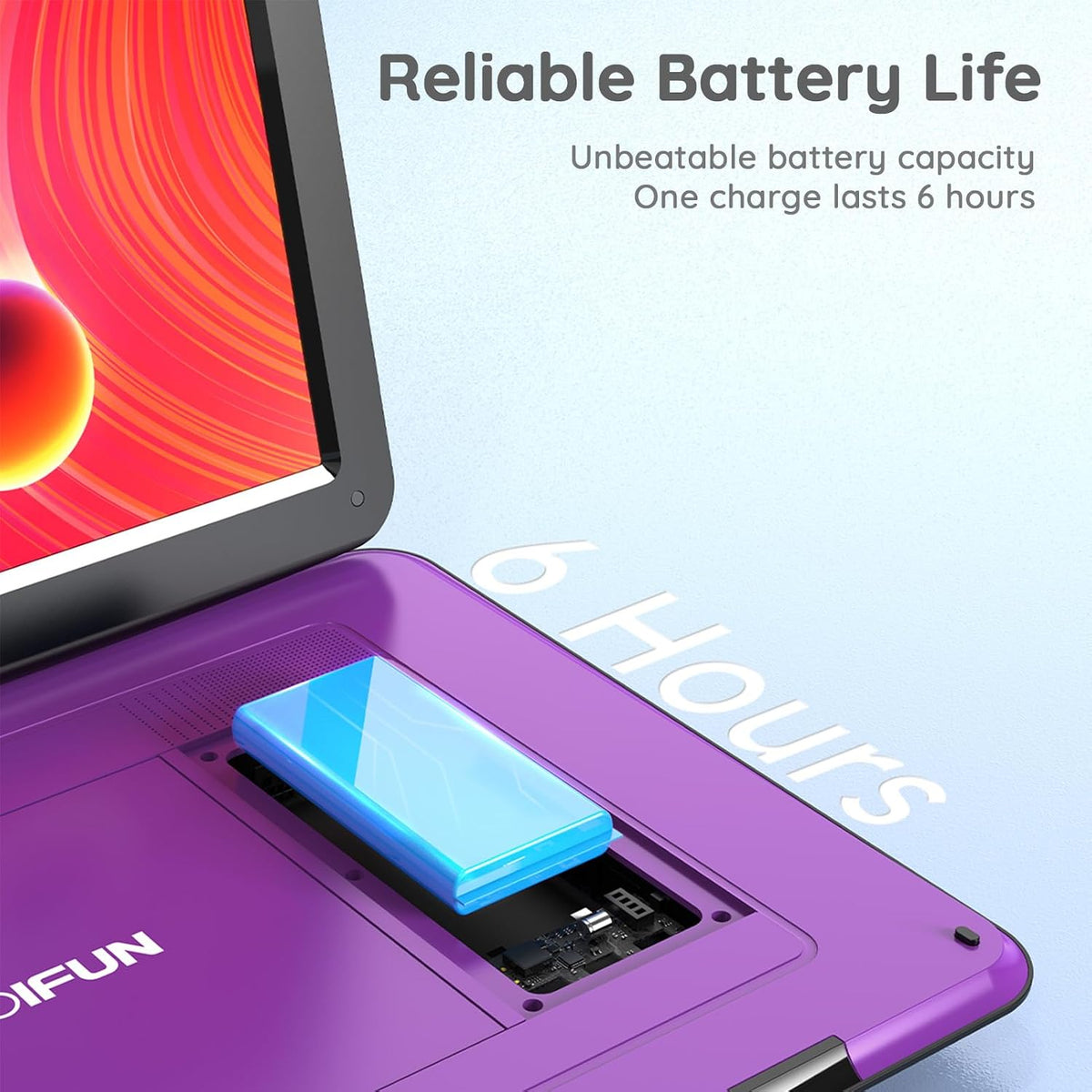 BOIFUN large purple portable DVD player product image 3